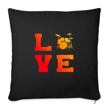 Drumming Drum Kit Drummer - Sofa pillowcase 17,3'' x 17,3'' (45 x 45 cm) - black - Front