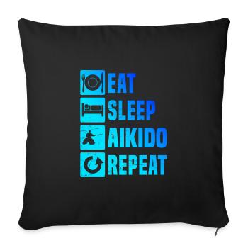 Women's Aikido Men's Aikidoka Martial Arts Martial Arts Martial Arts - Sofa pillowcase 17,3'' x 17,3'' (45 x 45 cm) - black - Front