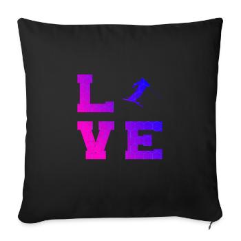 Slopestyle Femmes Hommes Ski Solo Saut à Ski - Housse de coussin décorative 45 x 45 cm - noir - Devant