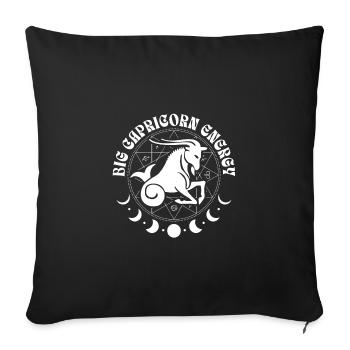 Grande Energie Capricorne - Astrologie Signe du Zodiaque - Housse de coussin décorative 45 x 45 cm - noir - Devant