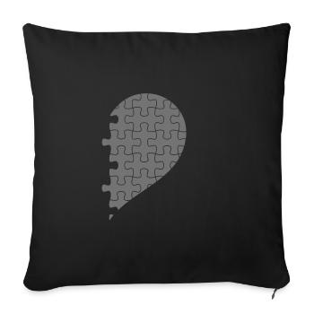 Passende Paare Halbherz Valentinstag Grau 1 - Sofakissenbezug 45 x 45 cm - Schwarz - Vorne