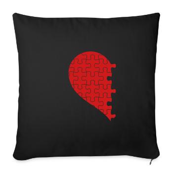 Passende Paare Halbherz Valentinstag Rot 2 - Sofakissenbezug 45 x 45 cm - Schwarz - Vorne