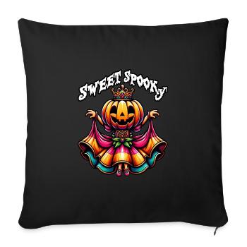 Princesse citrouille d’Halloween avec robe colorée - Housse de coussin décorative 45 x 45 cm - noir - Devant