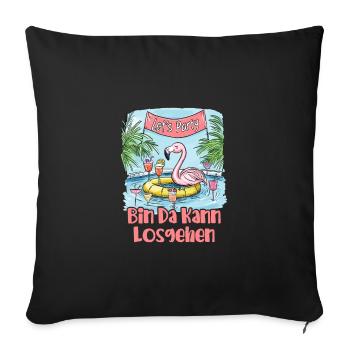 Bin Da Kann Losgehen Flamingo Party Saufshirt - Sofakissenbezug 45 x 45 cm - Schwarz - Vorne