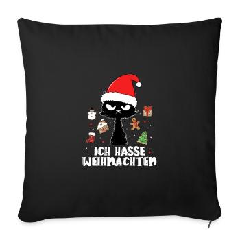 Ich Hasse Weihnachten Katze Weihnachtsgeschenk - Sofakissenbezug 45 x 45 cm - Schwarz - Vorne
