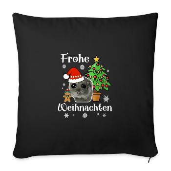Frohe Weihnachten Hamster Weihnachtsdeko - Sofakissenbezug 45 x 45 cm - Schwarz - Vorne