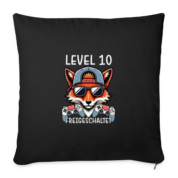 Level 10 Freigeschaltet Gamer Geburtstag Gaming - Sofakissenbezug 45 x 45 cm - Schwarz - Vorne