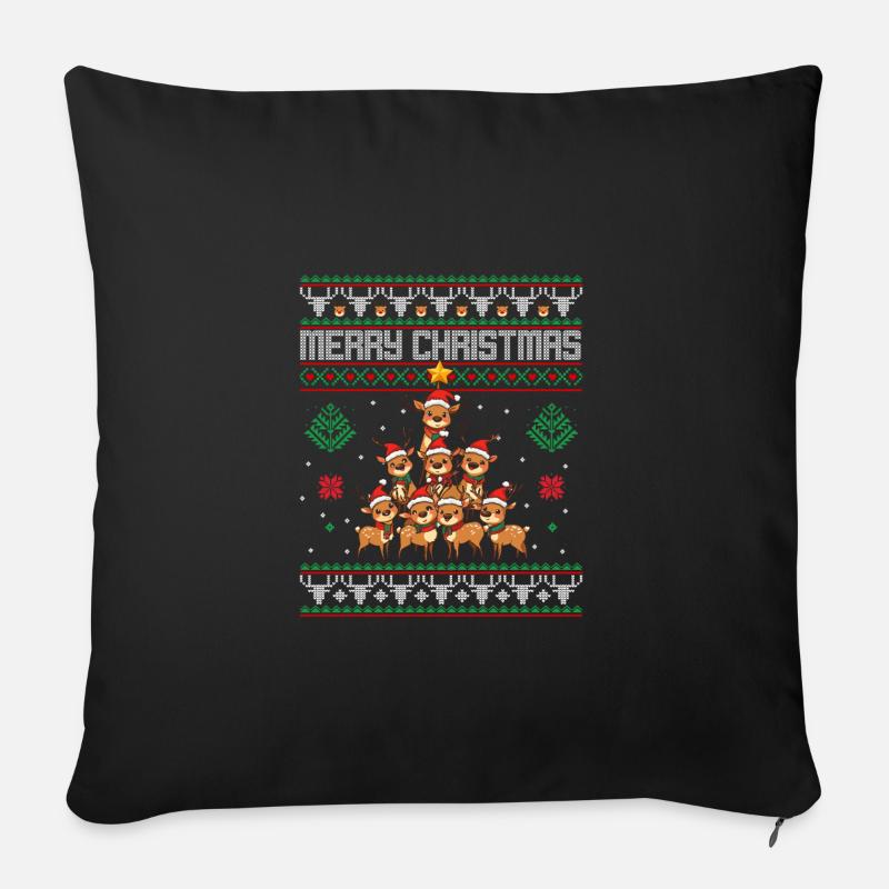 Rentier Weihnachten - Sofakissenbezug 45 x 45 cm - Schwarz