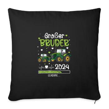 Ich Werde Großer Bruder 2024 Traktor - Sofakissenbezug 45 x 45 cm - Schwarz - Vorne