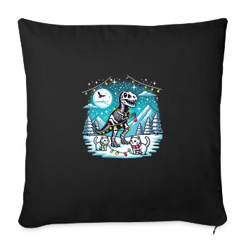 Katzen Skelett-Dino Weihnachten Lichter T-Rex - Sofakissenbezug 45 x 45 cm - Schwarz - Vorne