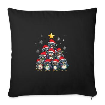 Eule Weihnachten Eule Weihnachtsmann - Sofakissenbezug 45 x 45 cm - Schwarz - Vorne