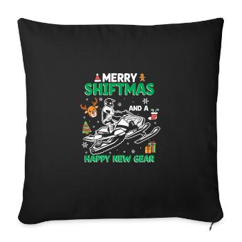 Merry Shiftmas Snowmobile Happy New Gear - Sofakissenbezug 45 x 45 cm - Schwarz - Vorne
