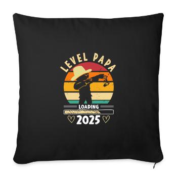 Level Complete Papa 2025 Loading Werdender Papa - Sofakissenbezug 45 x 45 cm - Schwarz - Vorne