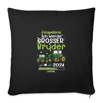 Ich Werde Großer Bruder 2024 Traktor - Sofakissenbezug 45 x 45 cm - Schwarz - Vorne