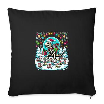 Katze Armee Skelett Dino Weihnachten T-Rex - Sofakissenbezug 45 x 45 cm - Schwarz - Vorne