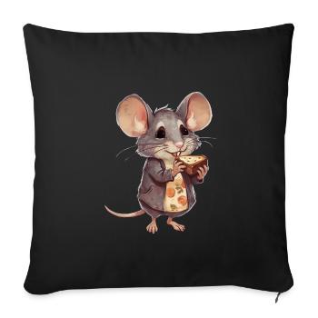 Happy mouse with chocolate chip cookies - Sofa pillowcase 17,3'' x 17,3'' (45 x 45 cm) - black - Front