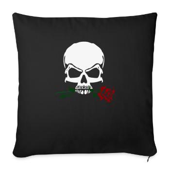 Rose And Skull - Sofa pillowcase 17,3'' x 17,3'' (45 x 45 cm) - black - Front