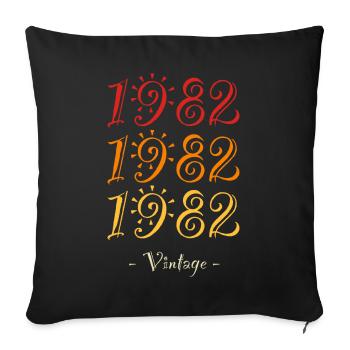1982 vintage - Sofa pillowcase 17,3'' x 17,3'' (45 x 45 cm) - black - Front