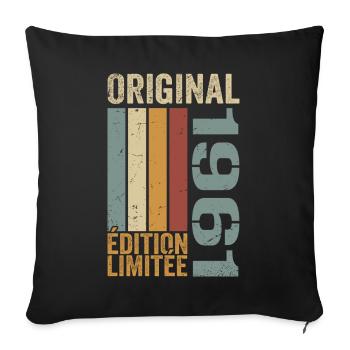 1961 | Édition Limitée cadeau d'anniversaire 1961 - Housse de coussin décorative 45 x 45 cm - noir - Devant