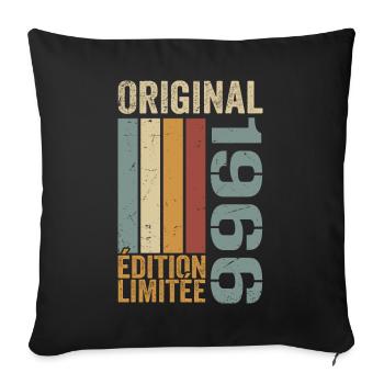 1966 | Édition Limitée cadeau d'anniversaire 1966 - Housse de coussin décorative 45 x 45 cm - noir - Devant