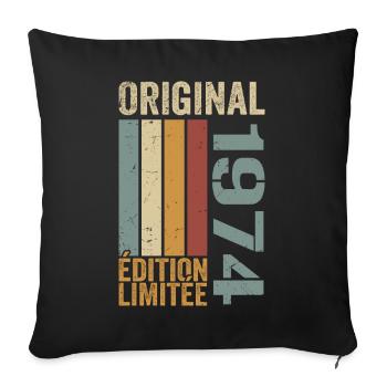 1974 | Édition Limitée cadeau d'anniversaire 1974 - Housse de coussin décorative 45 x 45 cm - noir - Devant