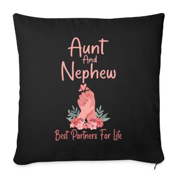 Aunt & Nephew Best Partners For Life - Housse de coussin décorative 45 x 45 cm - noir - Devant