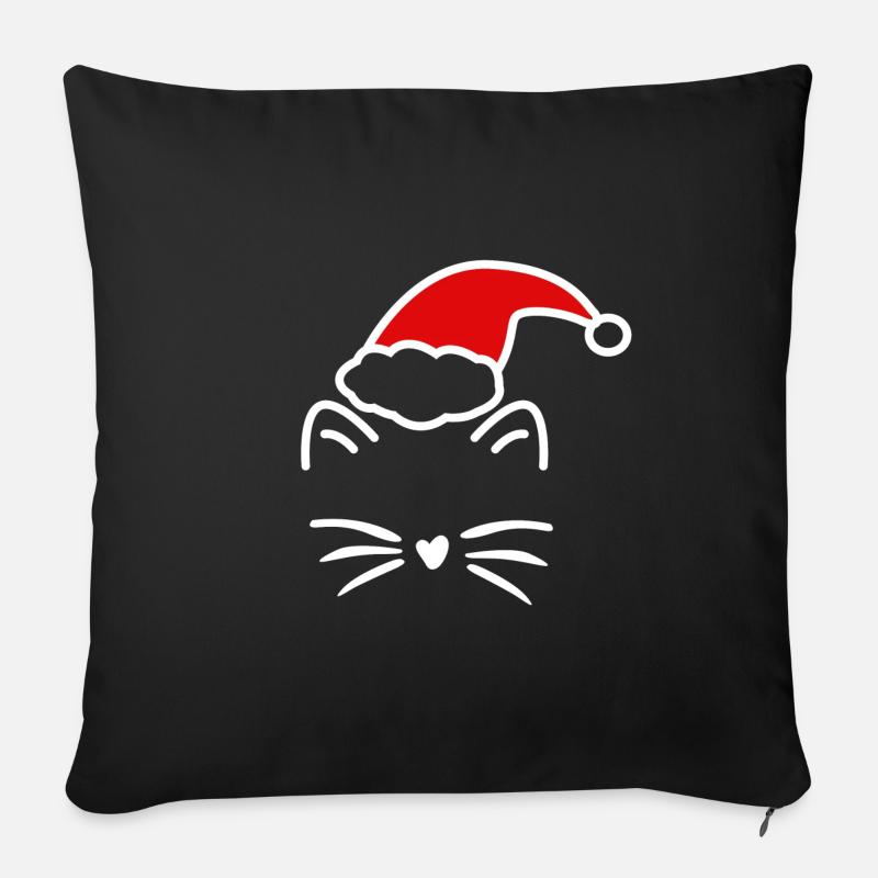 cat xmas hat - Sofakissenbezug 45 x 45 cm - Schwarz