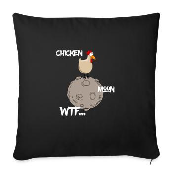 Verrücktes Huhn auf dem Mond - Sofakissenbezug 45 x 45 cm - Schwarz - Vorne