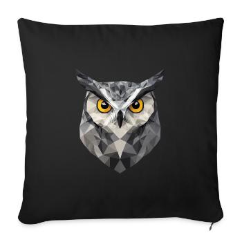 Low Poly Owl – un design moderne pour les petits malins - Housse de coussin décorative 45 x 45 cm - noir - Devant