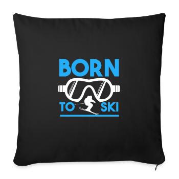 Né pour skier - Housse de coussin décorative 45 x 45 cm - noir - Devant