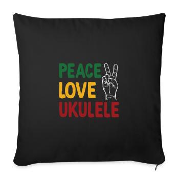 Ukulélé Peace Love - Housse de coussin décorative 45 x 45 cm - noir - Devant