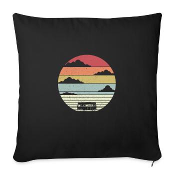 Camping-cars rétro - Housse de coussin décorative 45 x 45 cm - noir - Devant