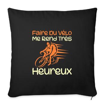 Cycling Makes Me Very Happy - Cycling - Sofa pillowcase 17,3'' x 17,3'' (45 x 45 cm) - black - Front
