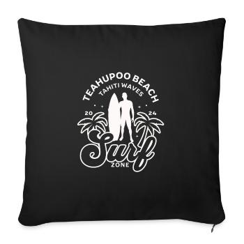 Teahupoo beach Tahiti waves - Housse de coussin décorative 45 x 45 cm - noir - Devant