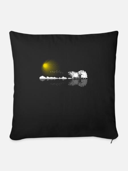 Gitarre Natur - Sofakissenbezug 45 x 45 cm - Schwarz