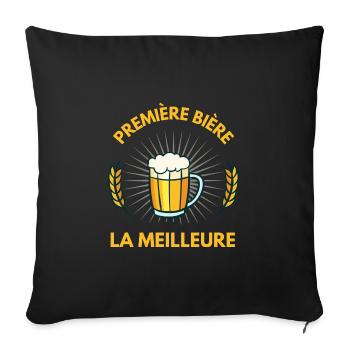 première bière - Housse de coussin décorative 45 x 45 cm - noir - Devant