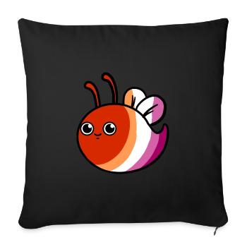 Lesbian Bee Orange Pink Lesbian Pride - Sofa pillowcase 17,3'' x 17,3'' (45 x 45 cm) - black - Front