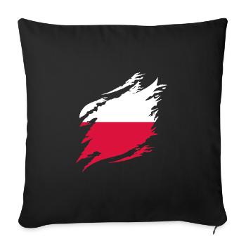 Drapeau de Pologne utilisé Look Polska Drapeau polonais - Housse de coussin décorative 45 x 45 cm - noir - Devant