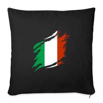 Italie Drapeau Vintage Drapeau Italien Occasion Look - Housse de coussin décorative 45 x 45 cm - noir - Devant