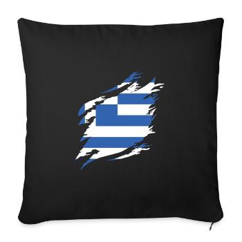 Greece Flag Hellas Athens Greek Flag - Sofa pillowcase 17,3'' x 17,3'' (45 x 45 cm) - black - Front