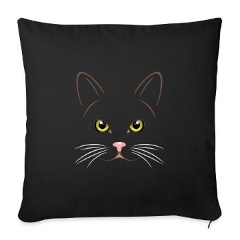 Portrait d’un chat aux yeux verts - Housse de coussin décorative 45 x 45 cm - noir - Devant