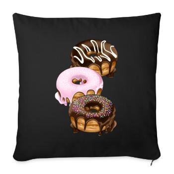 Donut donuts dessert coffee pastry illustration - Sofa pillowcase 17,3'' x 17,3'' (45 x 45 cm) - black - Front