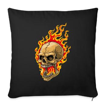 Menschlicher Schädel mit Flammen - Sofakissenbezug 45 x 45 cm - Schwarz - Vorne
