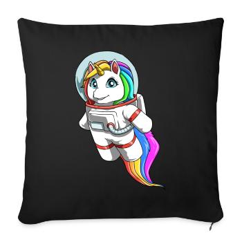 Friendly unicorn as an astronaut - Sofa pillowcase 17,3'' x 17,3'' (45 x 45 cm) - black - Front