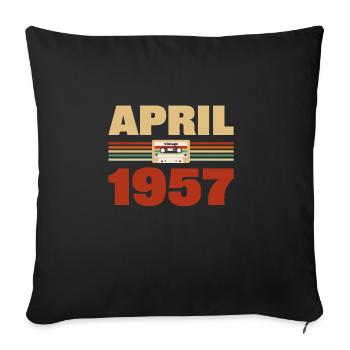 66e anniversaire Avril Né 1957 Idée cadeau - Housse de coussin décorative 45 x 45 cm - noir - Devant