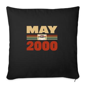 23ème anniversaire mai millésime 2000 Idée cadeau - Housse de coussin décorative 45 x 45 cm - noir - Devant