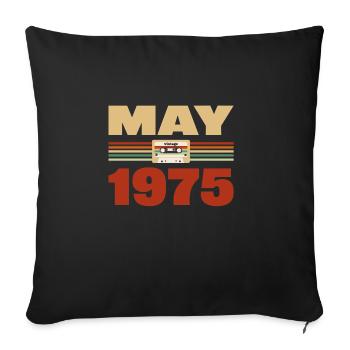 48e anniversaire mai millésime 1975 Idée cadeau - Housse de coussin décorative 45 x 45 cm - noir - Devant