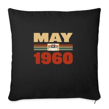 63. Geburtstag Mai Jahrgang 1960 Geschenkidee - Sofakissenbezug 45 x 45 cm - Schwarz - Vorne