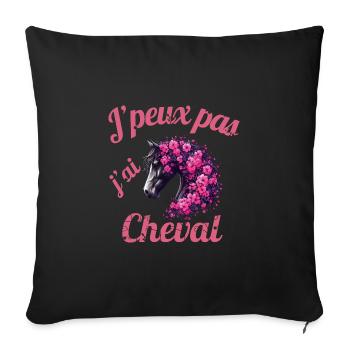 J peux pas j ai Cheval - Housse de coussin décorative 45 x 45 cm - noir - Devant