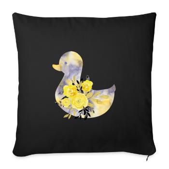 Floral ducky - Sofa pillowcase 17,3'' x 17,3'' (45 x 45 cm) - black - Front